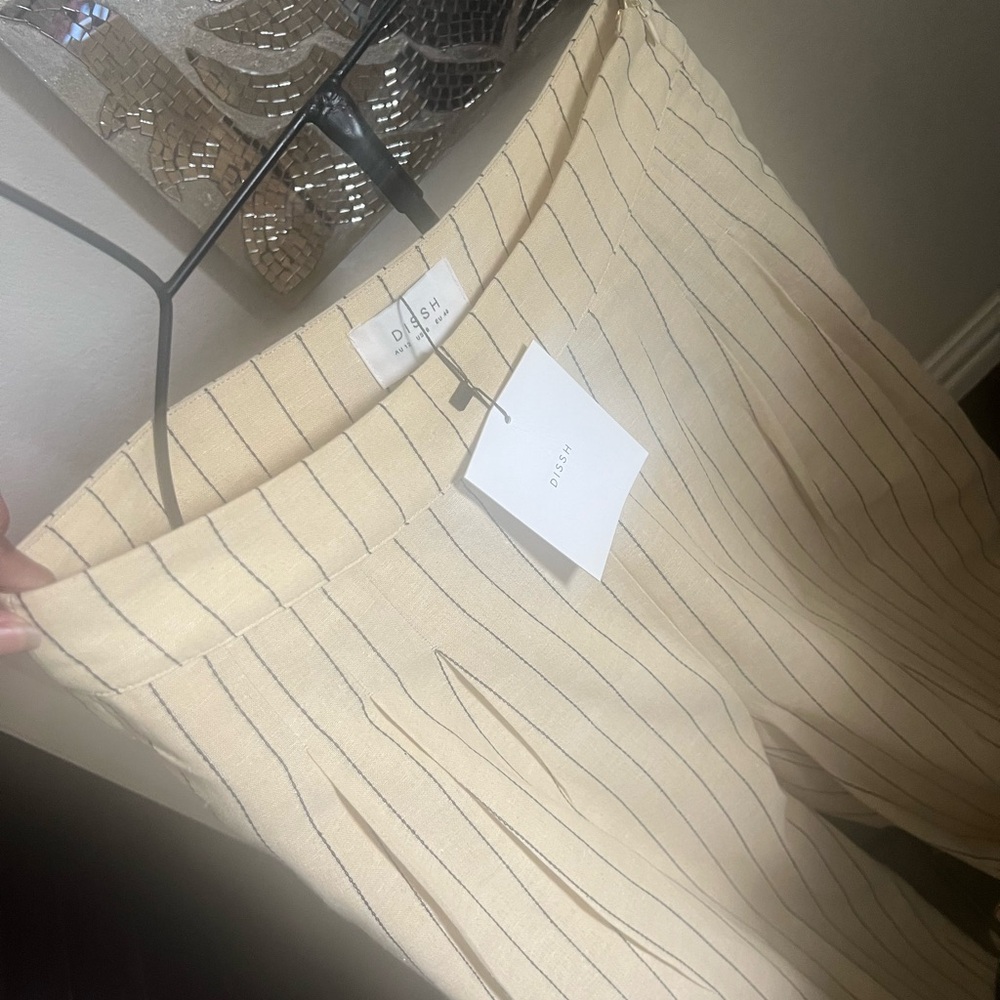 DISSH Cream Pinstripe Wide Leg Jumpsuit - Picture 2 of 7